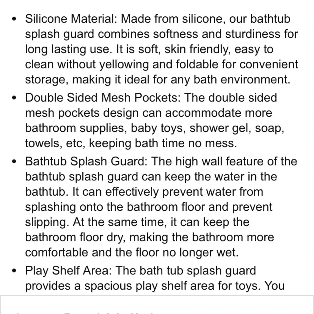 Blue Bathtub Splash Guard with Mesh Pockets for Toddlers